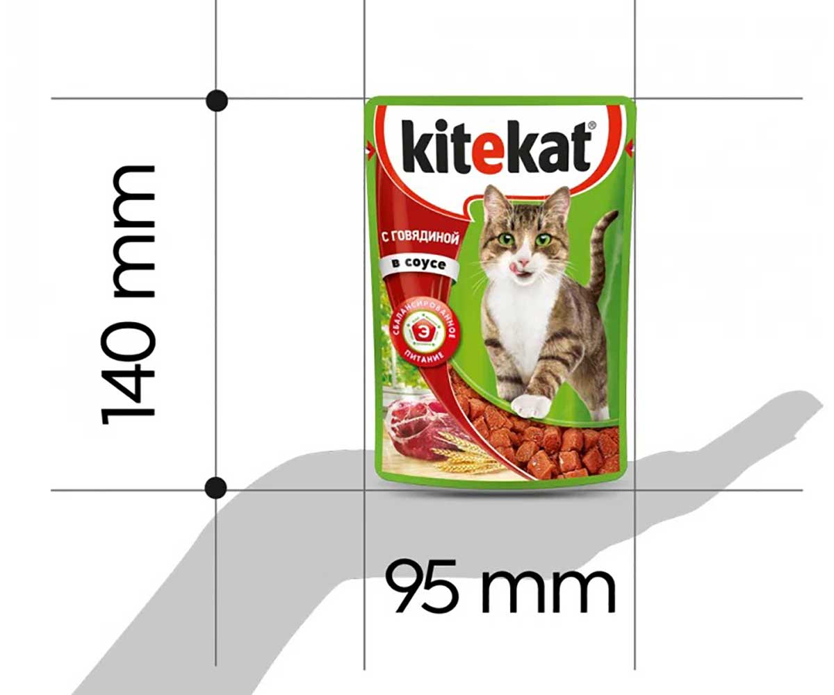 Влажный Корм Kitekat (Китикэт) Для Кошек Сочная Говядина в Соусе 85г (1*24)