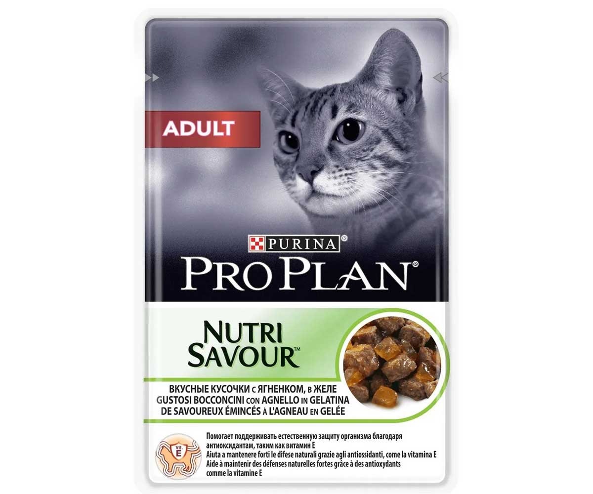 Влажный Корм Pro Plan (ПроПлан) Для Кошек Ягненок в Желе Adult Lamb 85г (1*24)