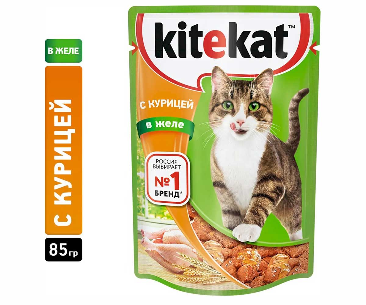 Влажный Корм Kitekat (Китикэт) Для Кошек Аппетитная Курочка в Желе 85г (1*24)