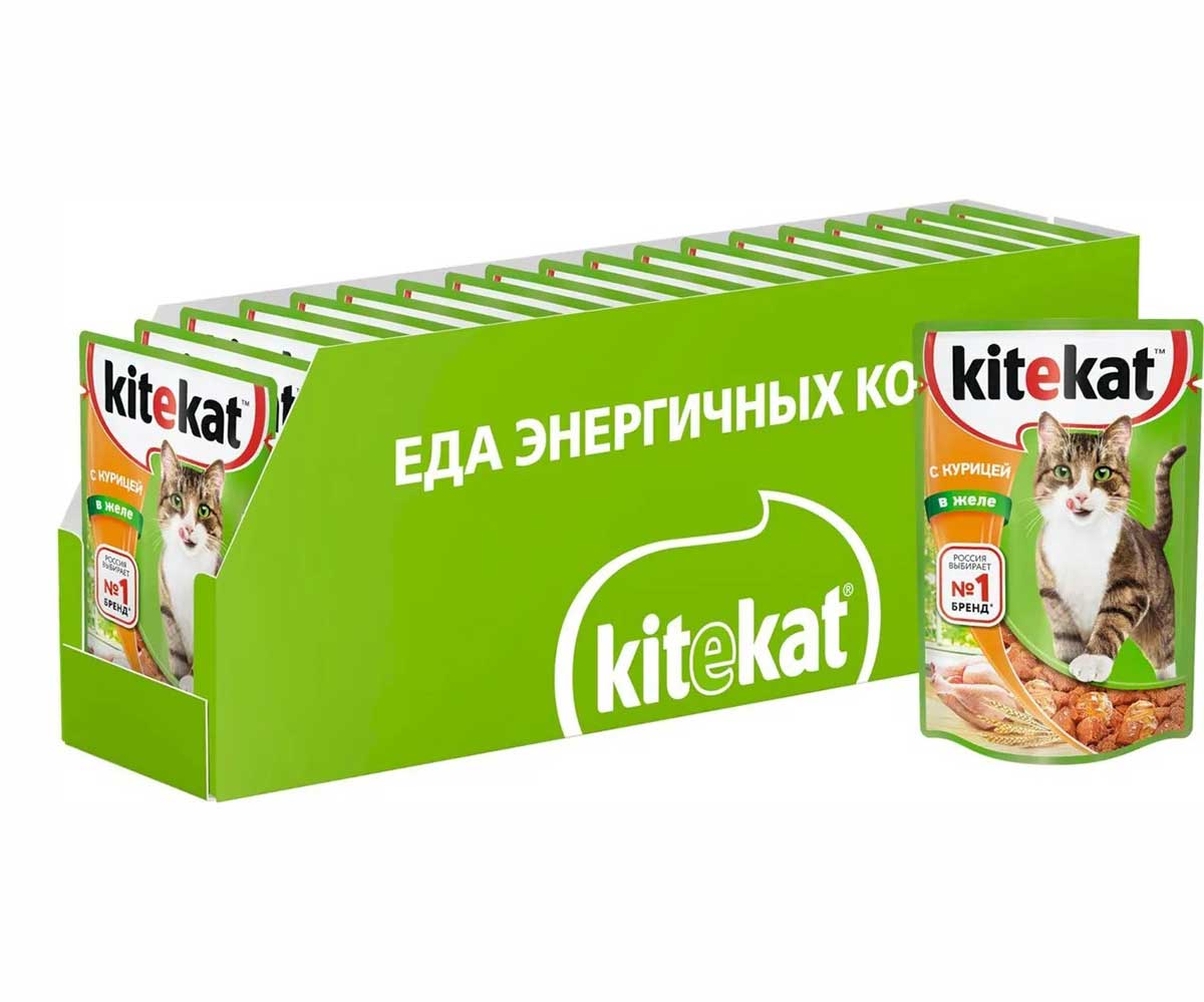 Влажный Корм Kitekat (Китикэт) Для Кошек Аппетитная Курочка в Желе 85г (1*24)