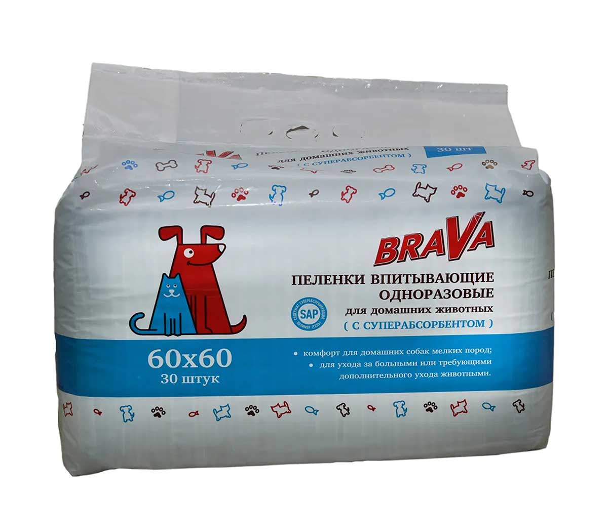 Пеленки Brava (Брава) Впитывающие Одноразовые 60*60см 30шт /8/