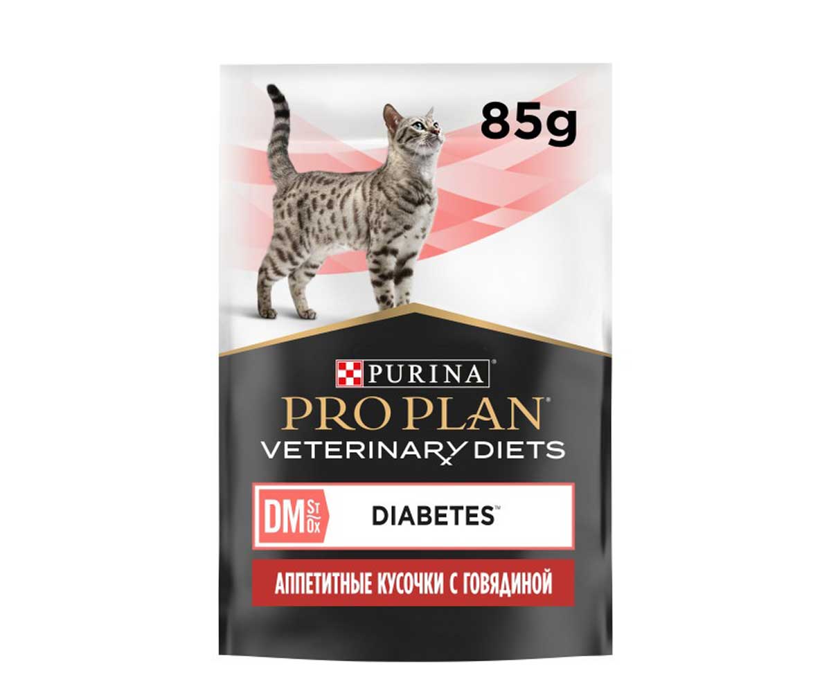 Лечебный Влажный Корм Pro Plan (ПроПлан) Для Кошек При Сахарном Диабете Purina Veterinary Diets DM Diabetes Management 85г (1*10)