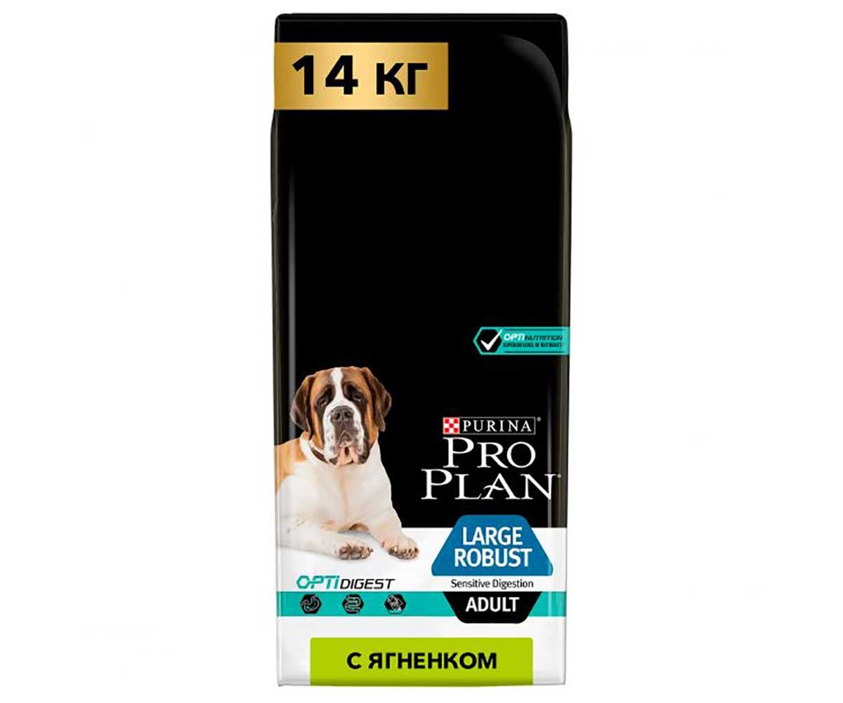 Сухой Корм Pro Plan (Проплан) Для Собак Крупных Пород с Мощным Телосложением с Чувствительным Пищеварением Ягненок и Рис Adult Dog Optidigest Large Robust Sensitive Digestion 14кг (1*1)