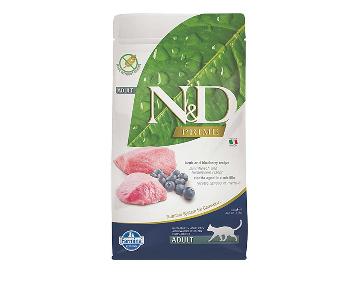 Сухой Корм Farmina N&D (Фармина) Для Кошек Ягненок и Черника Беззерновой Prime Lamb & Blueberry 1,5кг