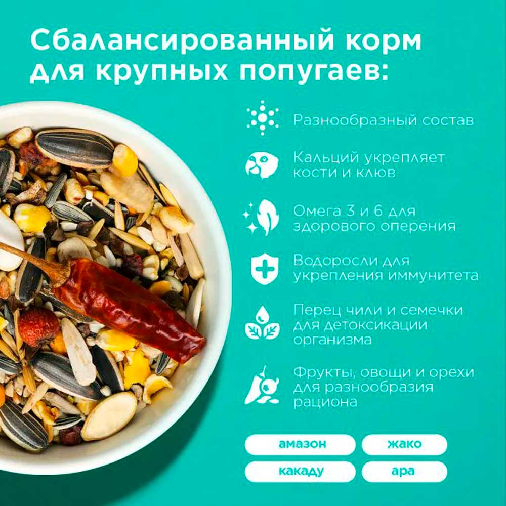 Сухой Корм Rio (Рио) Parrots Daily Ration Для Крупных Попугаев 500г