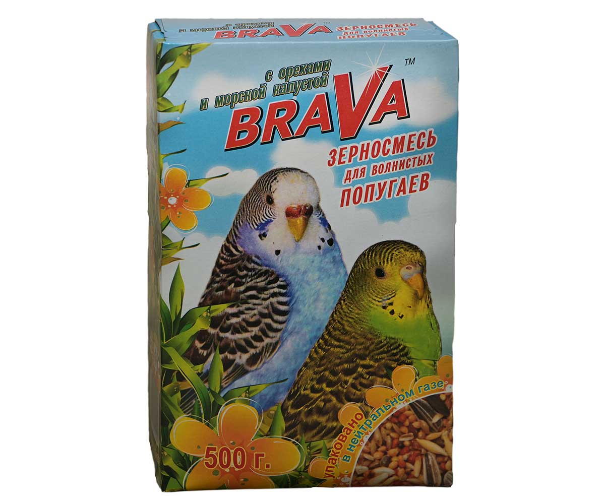 Корм Brava (Брава) Для Волнистых Попугаев Орех с Морской Капустой 500г (1*14)