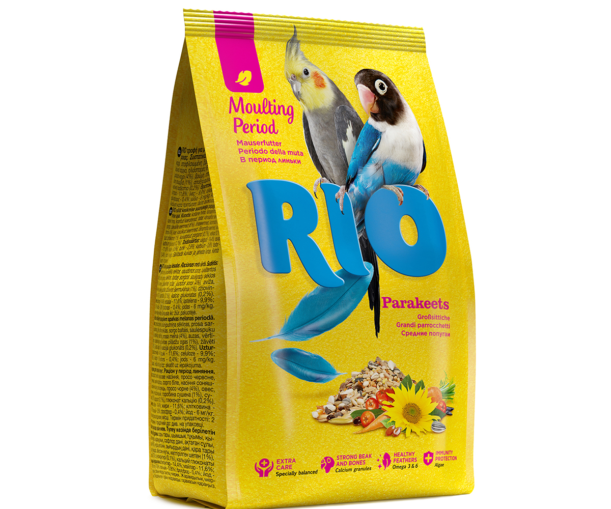 Корм Для Средних Попугаев RIO (Рио) в Период Линьки Parakeets Moulting Period 500г (1*10)