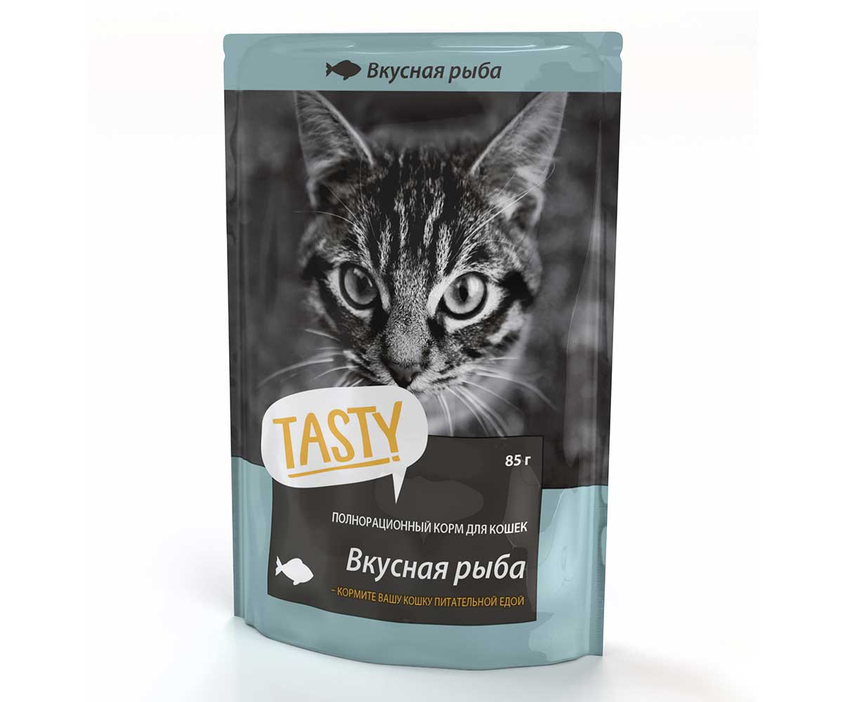 Влажный Корм Tasty (Тэсти) Для Кошек Рыба в Желе 85г (1*25)