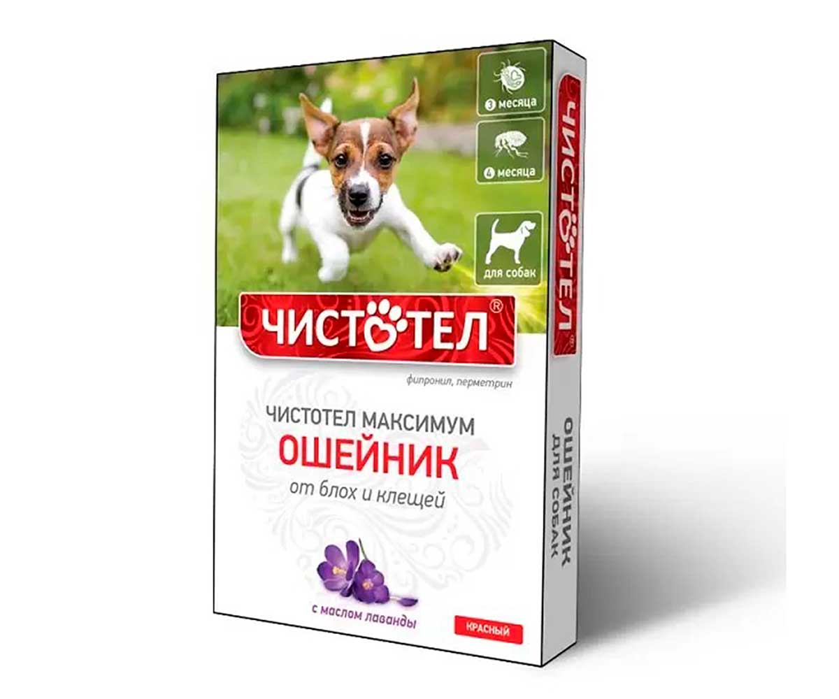 Чистотел Максимум Ошейник От Блох и Клещей Для Собак Красный 65см С610