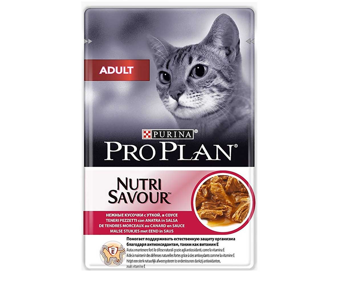 Влажный Корм Pro Plan (ПроПлан) Для Кошек Утка в Соусе Adult Duck in Gravy 85г (1*24)