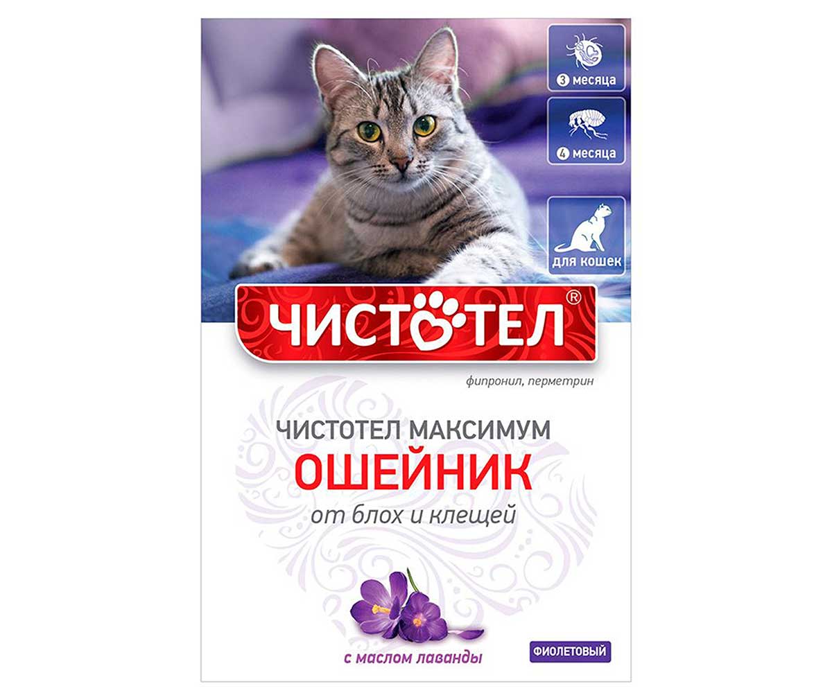 Чистотел-Максимум Ошейник От Блох и Клещей Для Кошек Фиолетовый С606