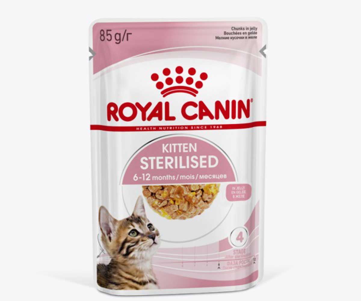 Влажный Корм Royal Canin (Роял Канин) Для Кастрированных и Стерилизованных Котят в Желе Feline Health Nutrition Kitten Sterilised Jelly 85г