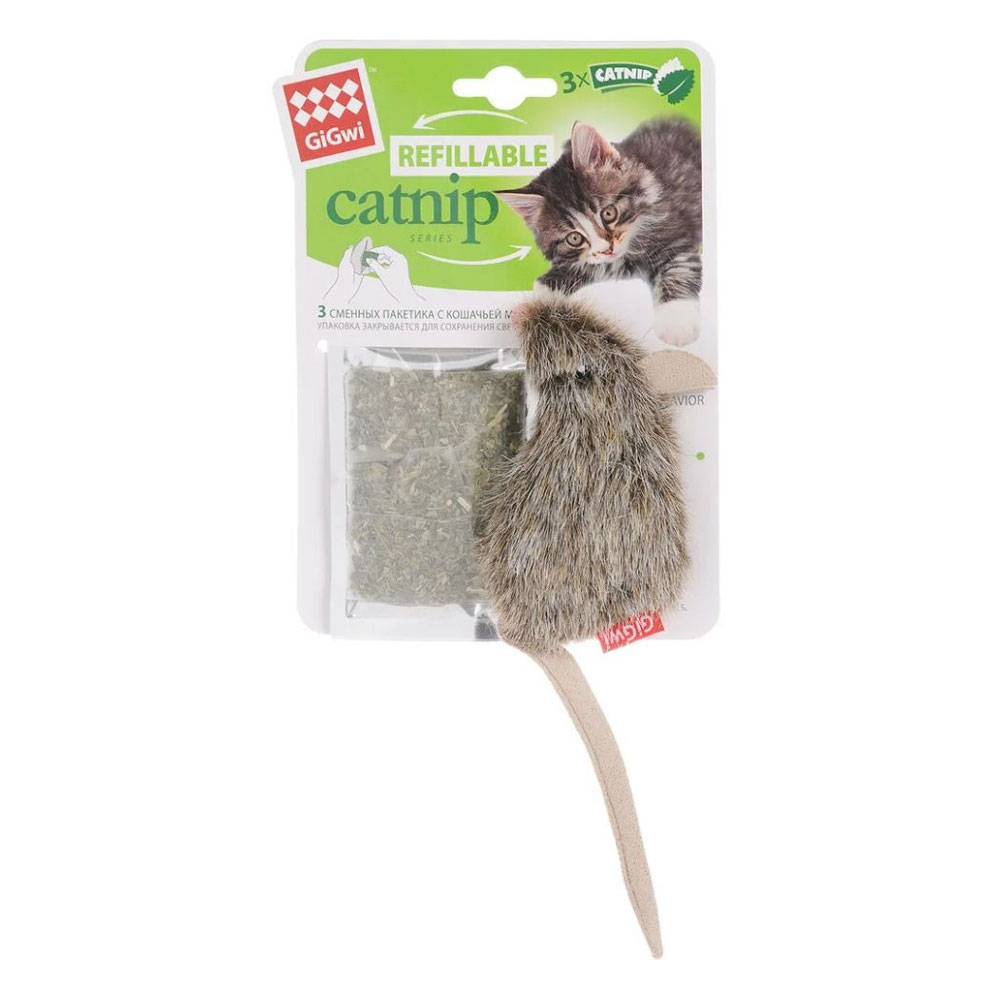 Игрушка Для Кошек Gigwi (Гигви) Мышка с Кошачьей Мятой 10см 75300