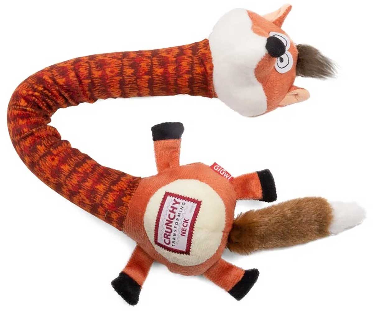 Игрушка Для Собак Gigwi (Гигви) Лиса с Пищалкой Хрустящая Шея 40см Crunchy Neck 75414