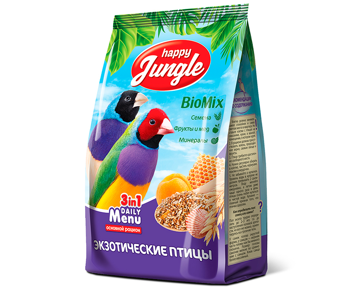 Корм Для Экзотических Птиц Happy Jungle 500г J108