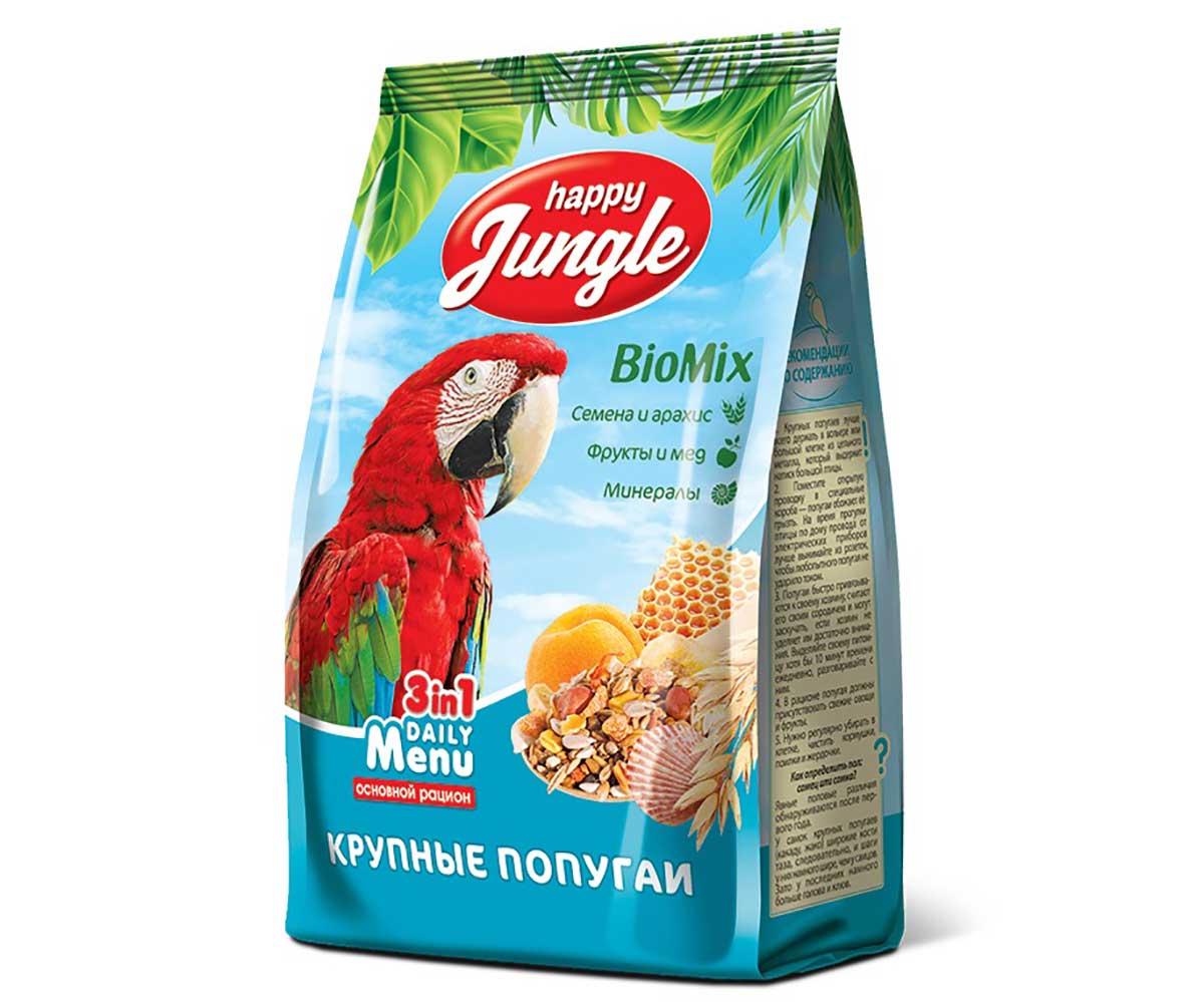 Корм Для Крупных Попугаев Happy Jungle 500г J106