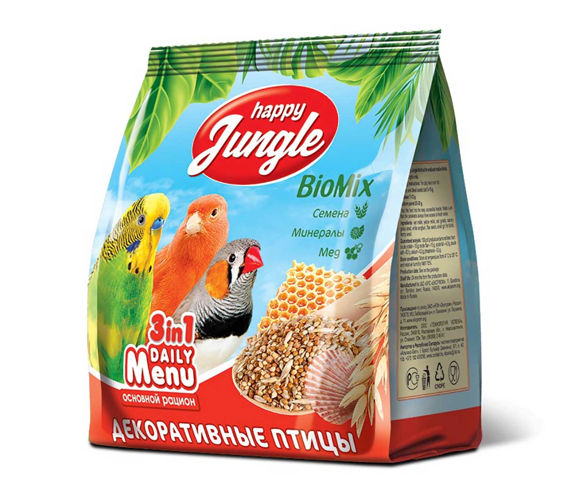 Корм Для Декоративных Птиц Happy Jungle Универсал 350г J101