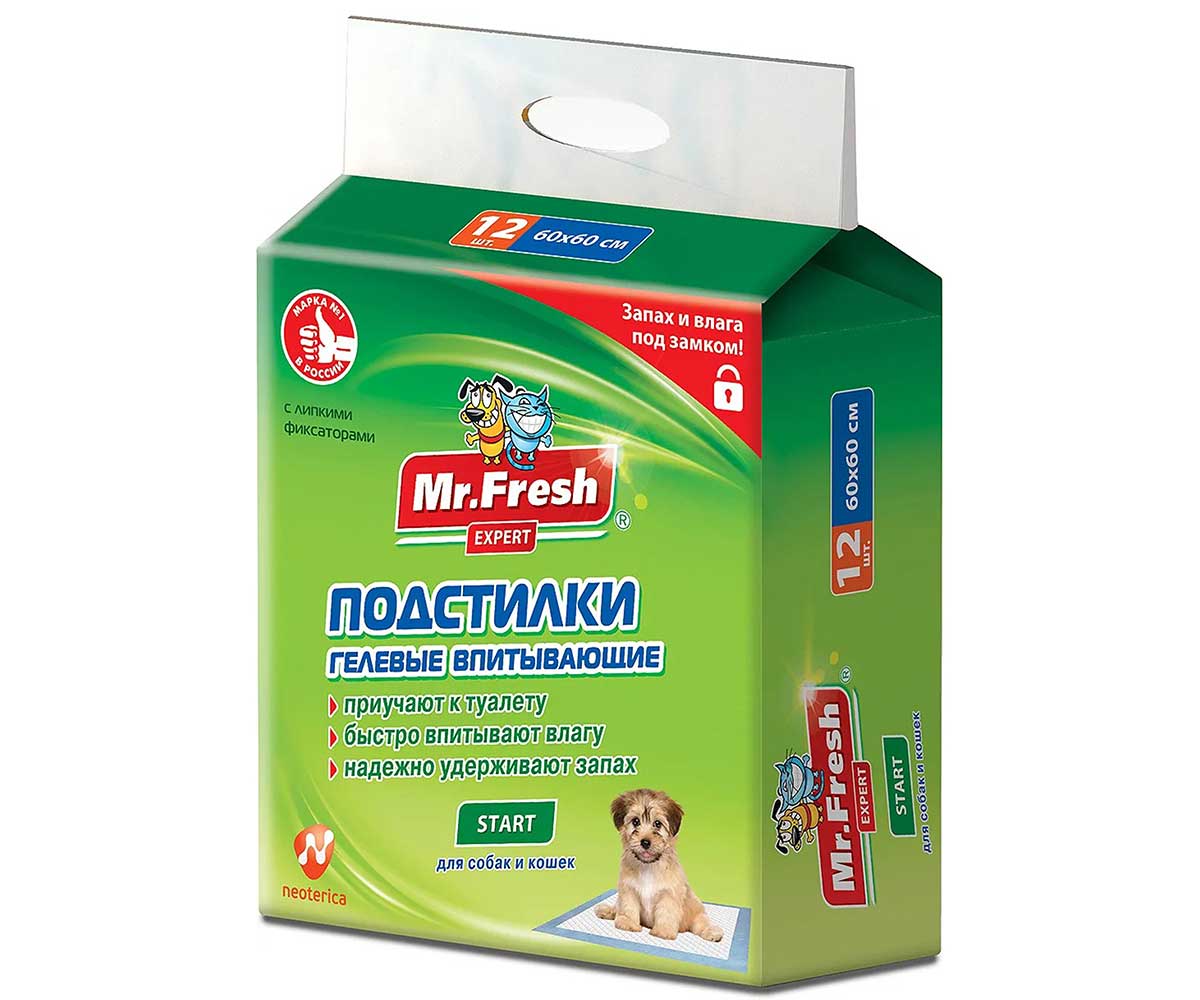 Пеленки Для Собак Mr.Fresh (Мистер Фреш) Expert Start 60*60см 12шт F505