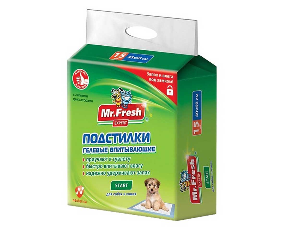 Пеленки Для Щенков и Котят Mr.Fresh (Мистер Фреш) Expert Start 40*60см 15шт F504
