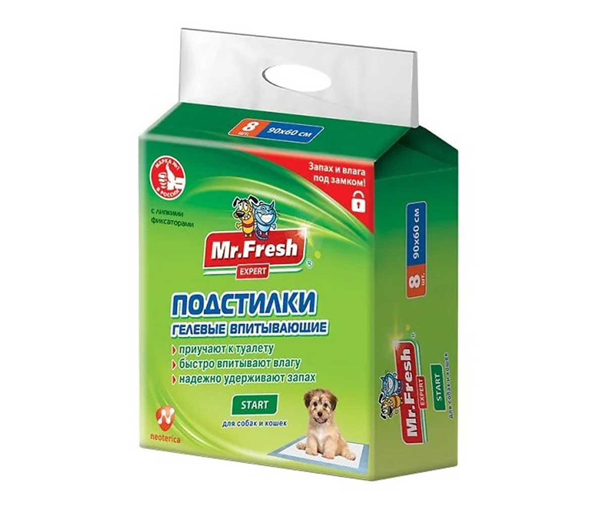 Пеленки Для Щенков и Котят Mr.Fresh (Мистер Фреш) Expert Start 90*60см 8шт F506
