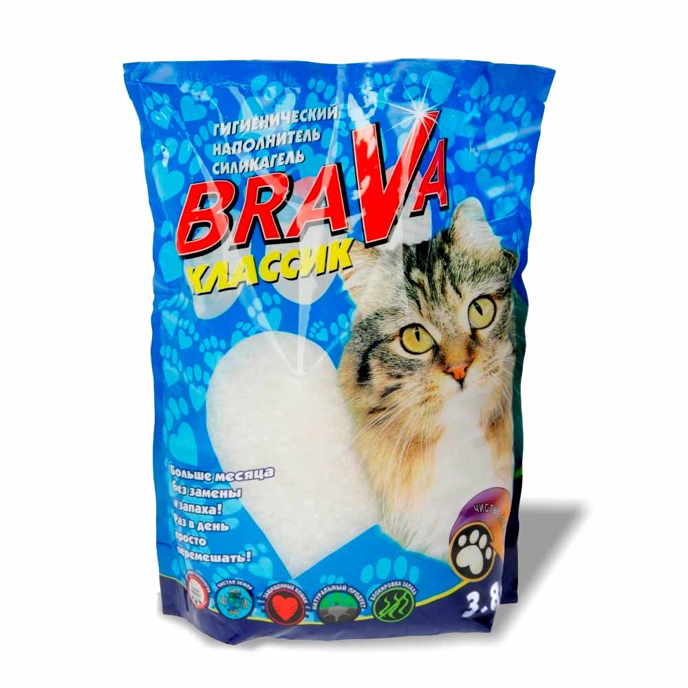 Наполнитель Для Кошачьего Туалета BRAVA (Брава) Классик Силикагель 3,8л (1*8)