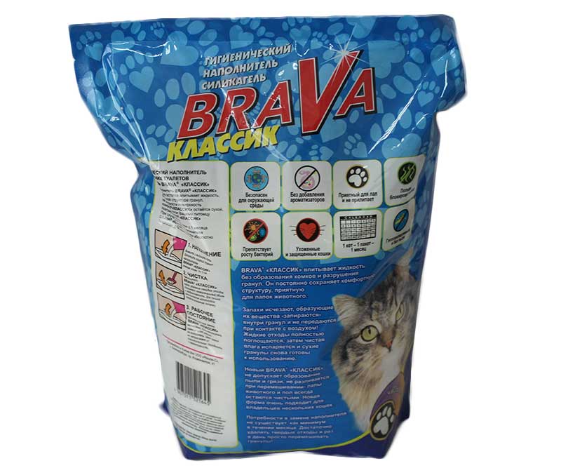 Наполнитель Для Кошачьего Туалета BRAVA (Брава) Классик Силикагель 3,8л (1*8)