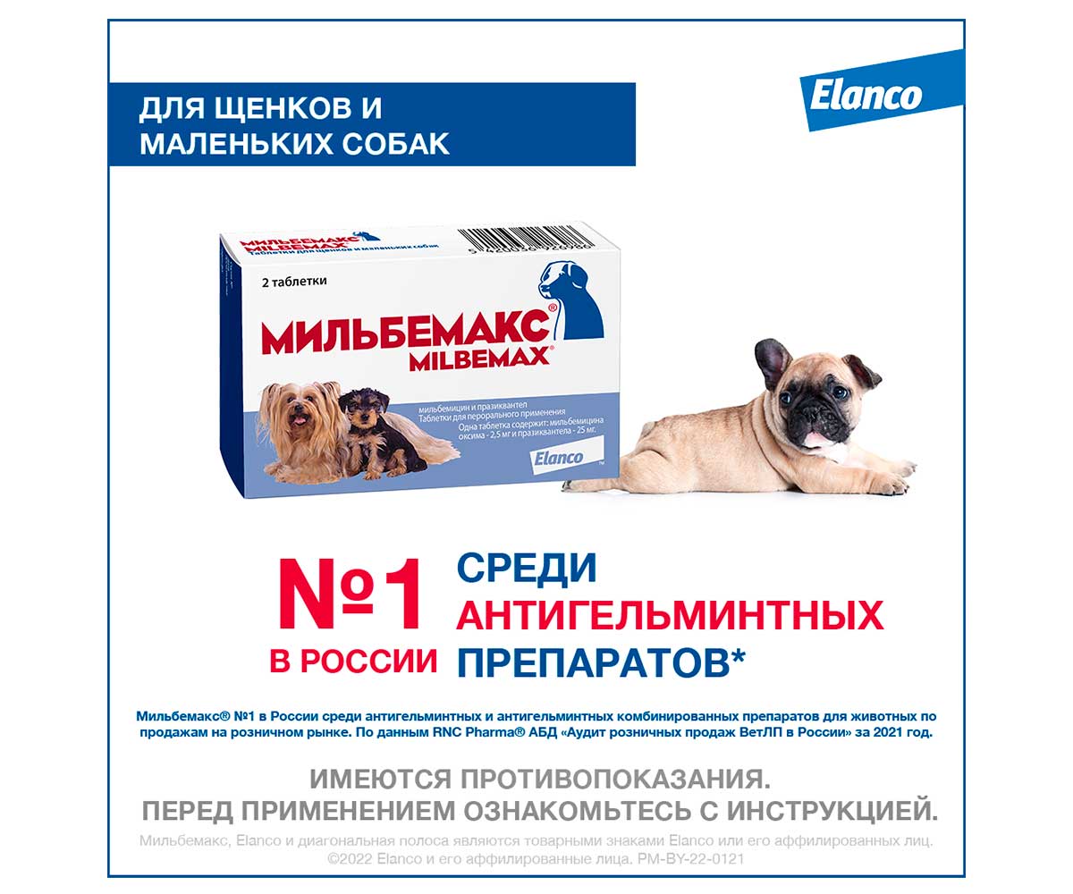 Milbemax (Мильбемакс) Антигельминтик Таблетки Для Щенков и Собак Мелких Пород 2таб Milbemax Elanco