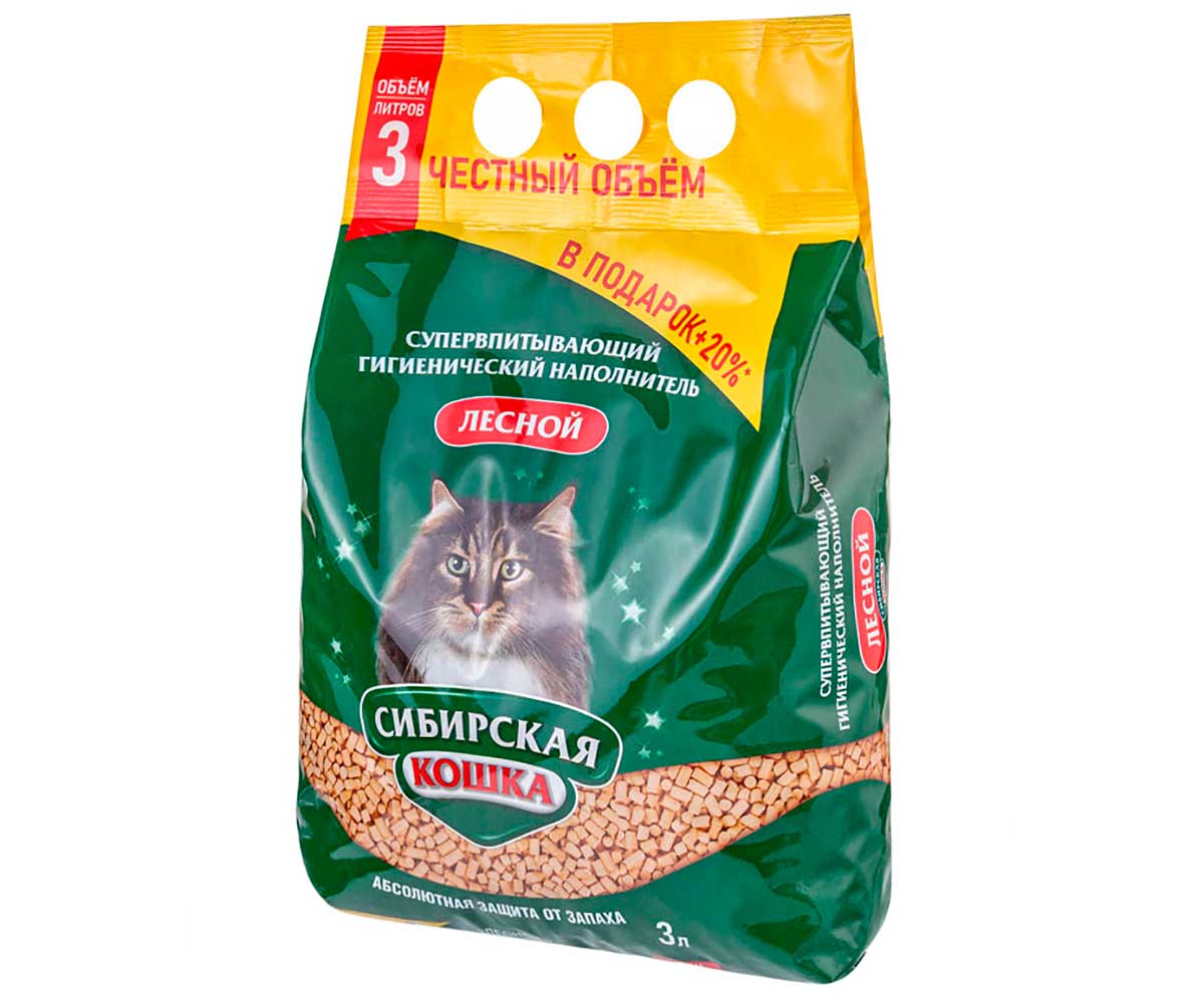 Наполнитель Для Кошачьего Туалета Сибирская Кошка Лесной 3л (1*4)