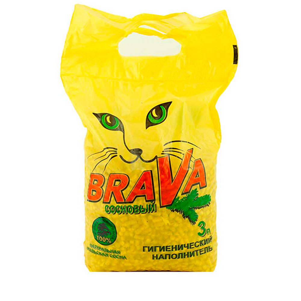 Наполнитель Для Кошачьего Туалета BRAVA (Брава) Сосновый Эко Древесный Впитывающий 3л (1*9)