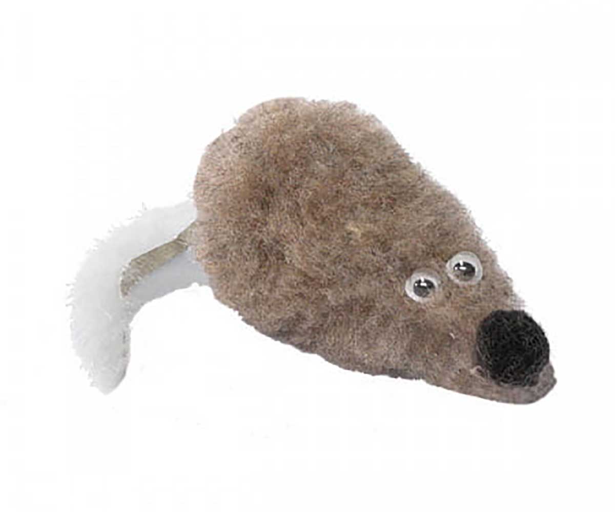 Игрушка Для Кошек Мышь Норка с Мятой Серый Мех с Хвостом GoSi PETTO 07172