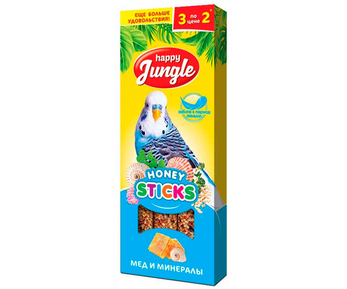 Happy Jungle (Хэппи Джангл) Мед и Минералы Палочки Для Птиц 90г 3шт J201