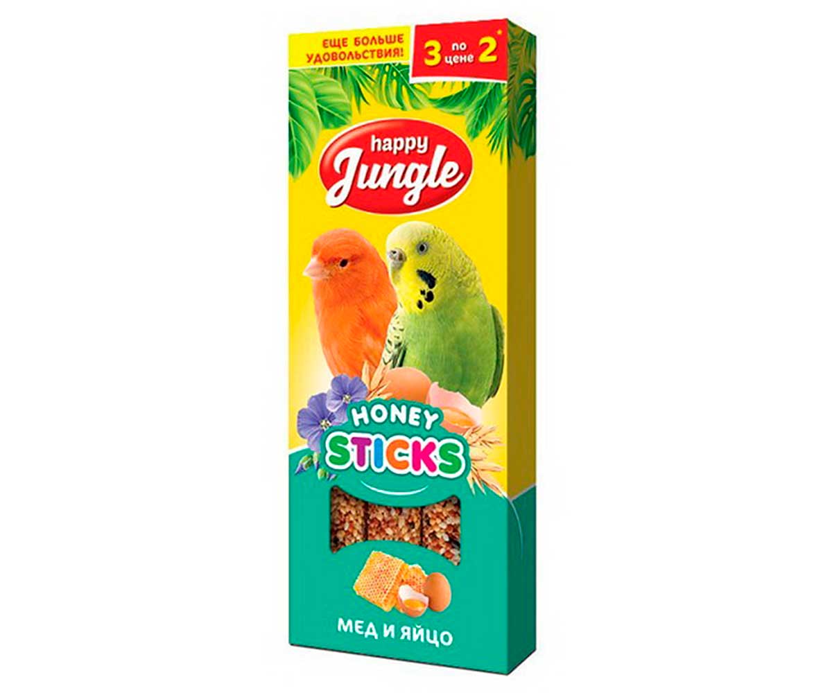 Happy Jungle (Хэппи Джангл) Мед и Яйцо Палочки Для Птиц 90г 3шт J206
