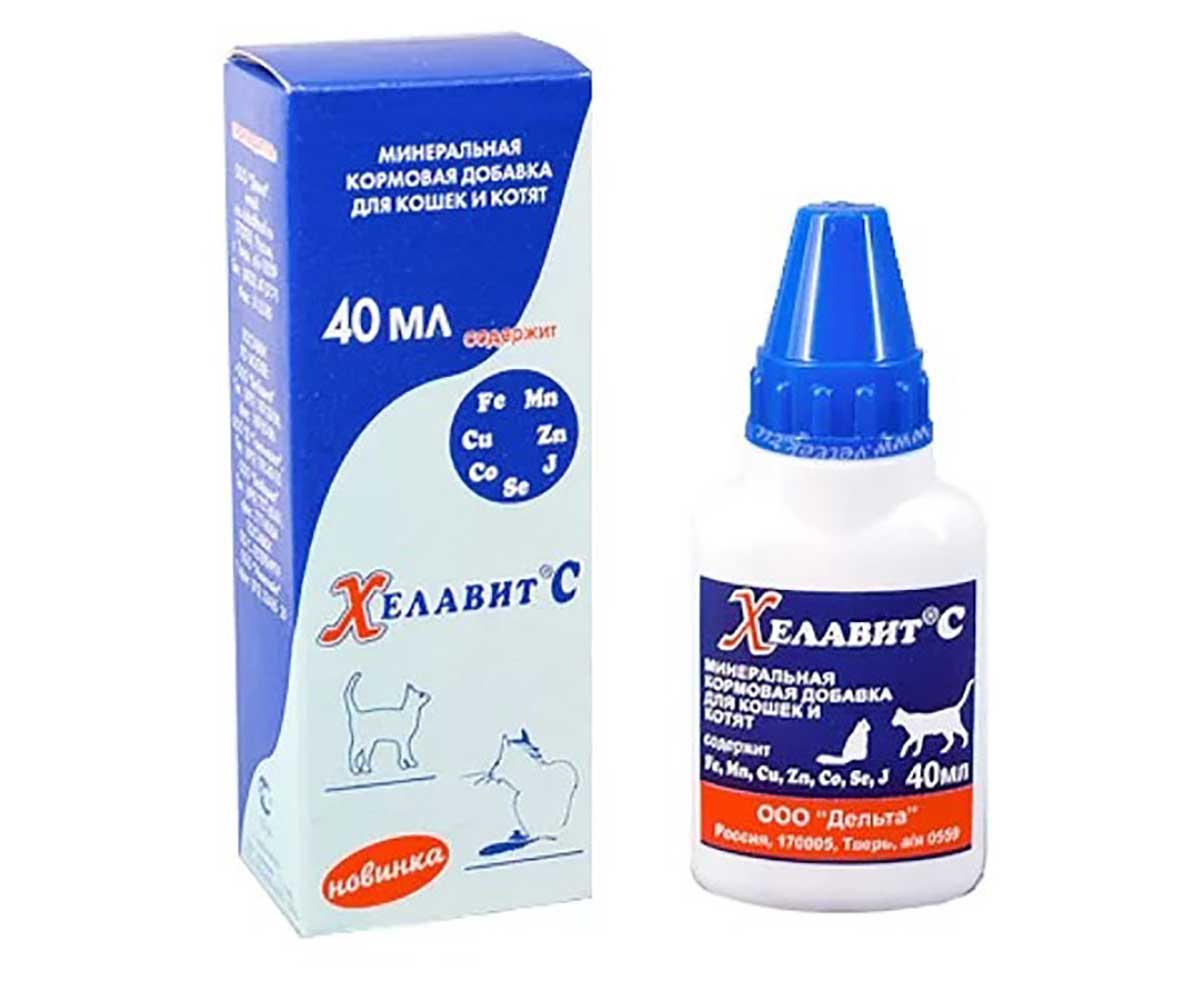Хелавит C Минеральная Кормовая Добавка Для Кошек и Котят 40мл