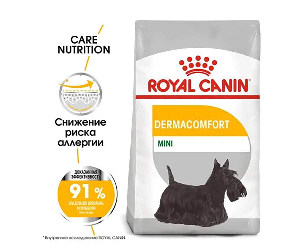 Сухой Корм Royal Canin (Роял Канин) Для Собак Мелких Пород с Чувствительной Кожей MINI Dermacomfort 1кг