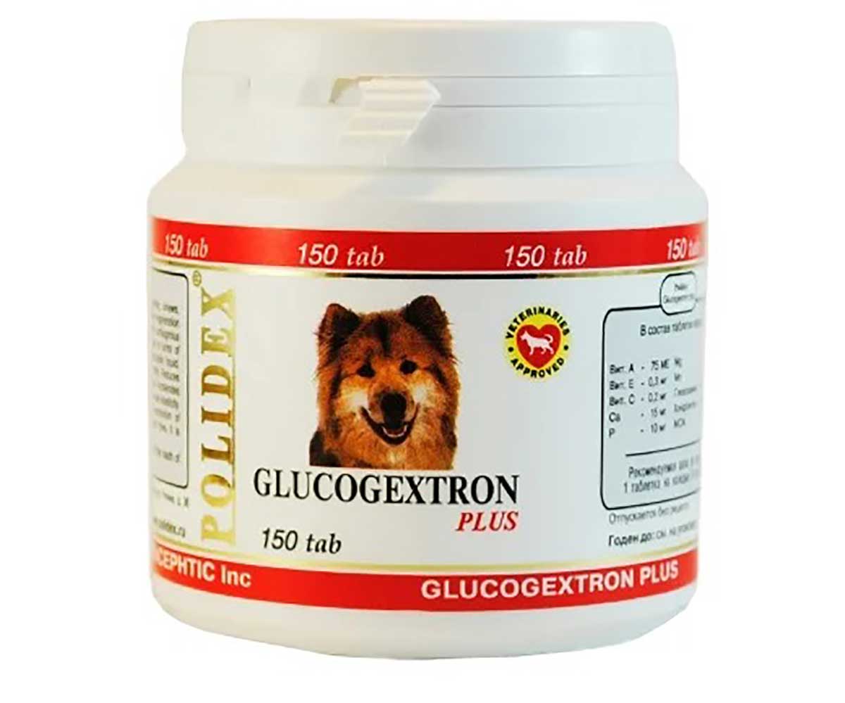 Polidex (Полидэкс) Глюкогекстрон Плюс Glucogextron Plus Витаминный Комплекс Для Собак Для Соединительной и Хрящевой Ткани Суставов 150т (1т-5кг)