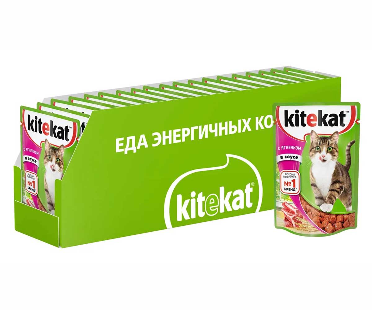 Влажный Корм Kitekat (Китекат) Для Кошек Лакомый Ягненок в Соусе 85г (1*28)
