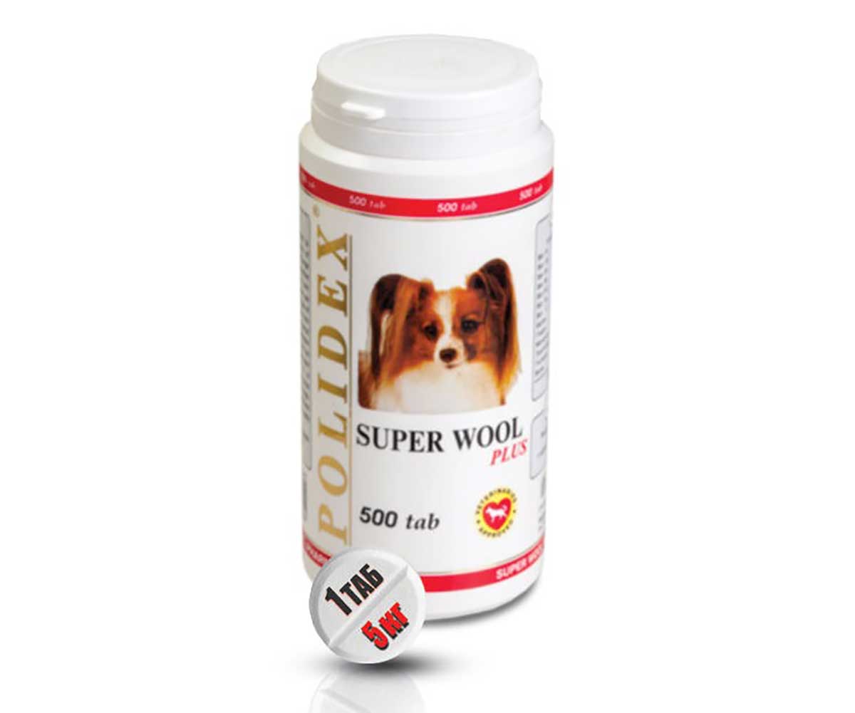 Polidex (Полидэкс) Супер Вул Плюс Super Wool Plus Витаминный Комплекс Для Собак Для Кожи и Шерсти 500т (1т-5кг)