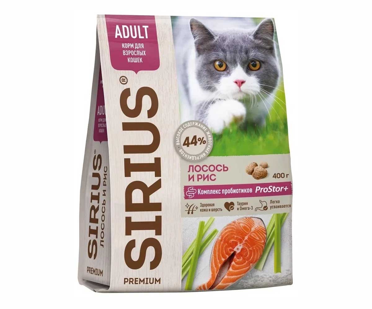 Сухой Корм Sirius (Сириус) Для Кошек Лосось и Рис 400г
