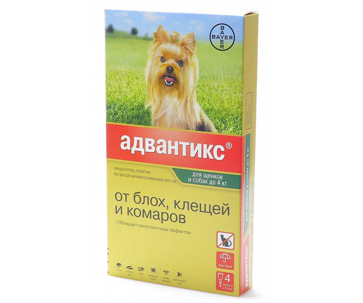 Адвантикс 40 Капли От Блох и Клещей Для Щенков и Собак До 4кг 1-Пипетка Elanco