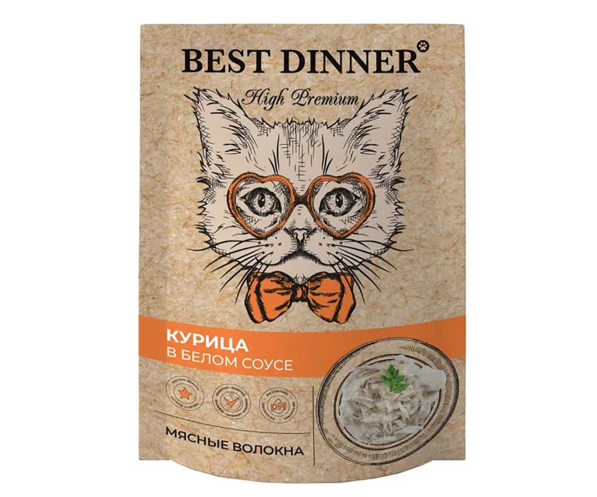 Влажный Корм Для Кошек Best Dinner (Бест Диннер) Курица в Белом Соусе High Premium  85г