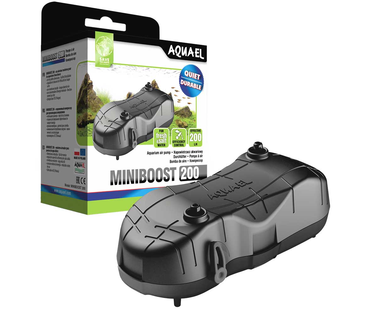 Компрессор Для Аквариума Aquael (Акваэль) Mini Boost 200 12,6*5,9*4,8см 150-200л Двухканальный 121305