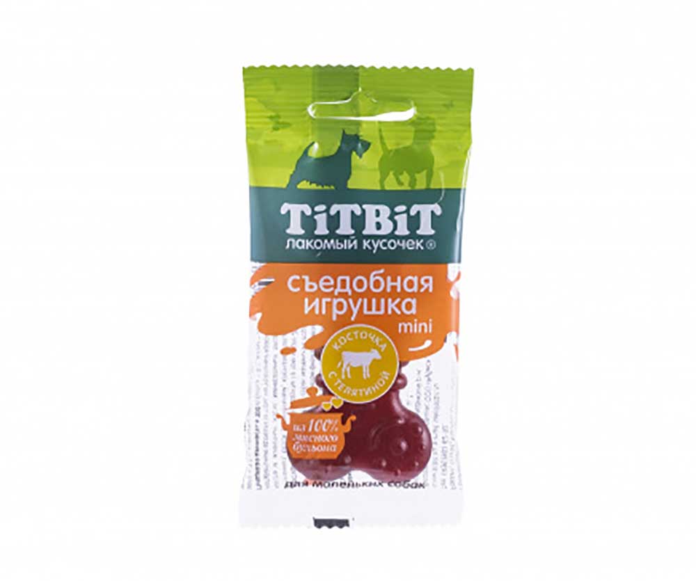 Лакомство Для Собак TiTBiT (Титбит) Съедобная Игрушка Косточка с Телятиной Мини 23г 4400