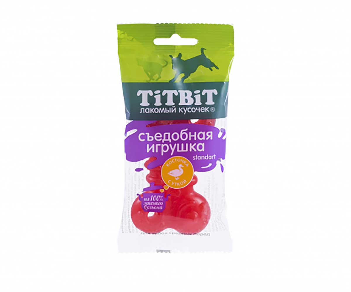 Лакомство Для Собак TiTBiT (Титбит) Съедобная Игрушка Косточка с Уткой Standart 4424