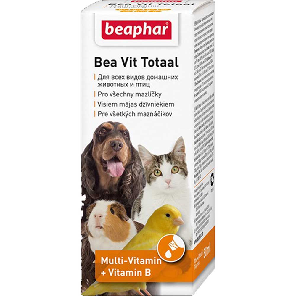 Витамины Beaphar (Беафар) Bea Vit Total Для Кошек, Собак, Грызунов и Птиц При Линьке 50мл 12620