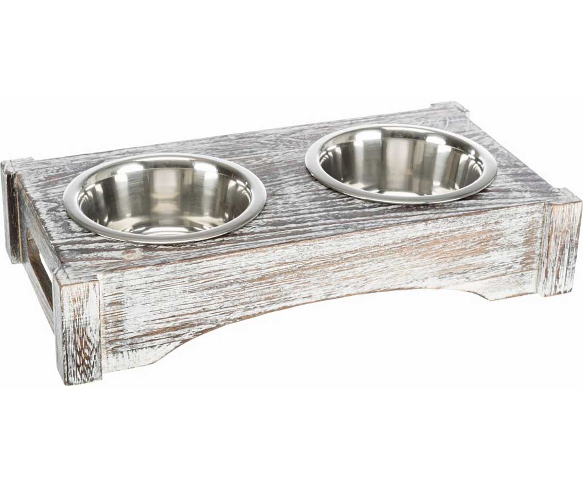 Trixie (Трикси)Миска Trixie (Трикси) На Деревянной Подставке 2*0,75л/15см 42*10*22 см 24358 Белый