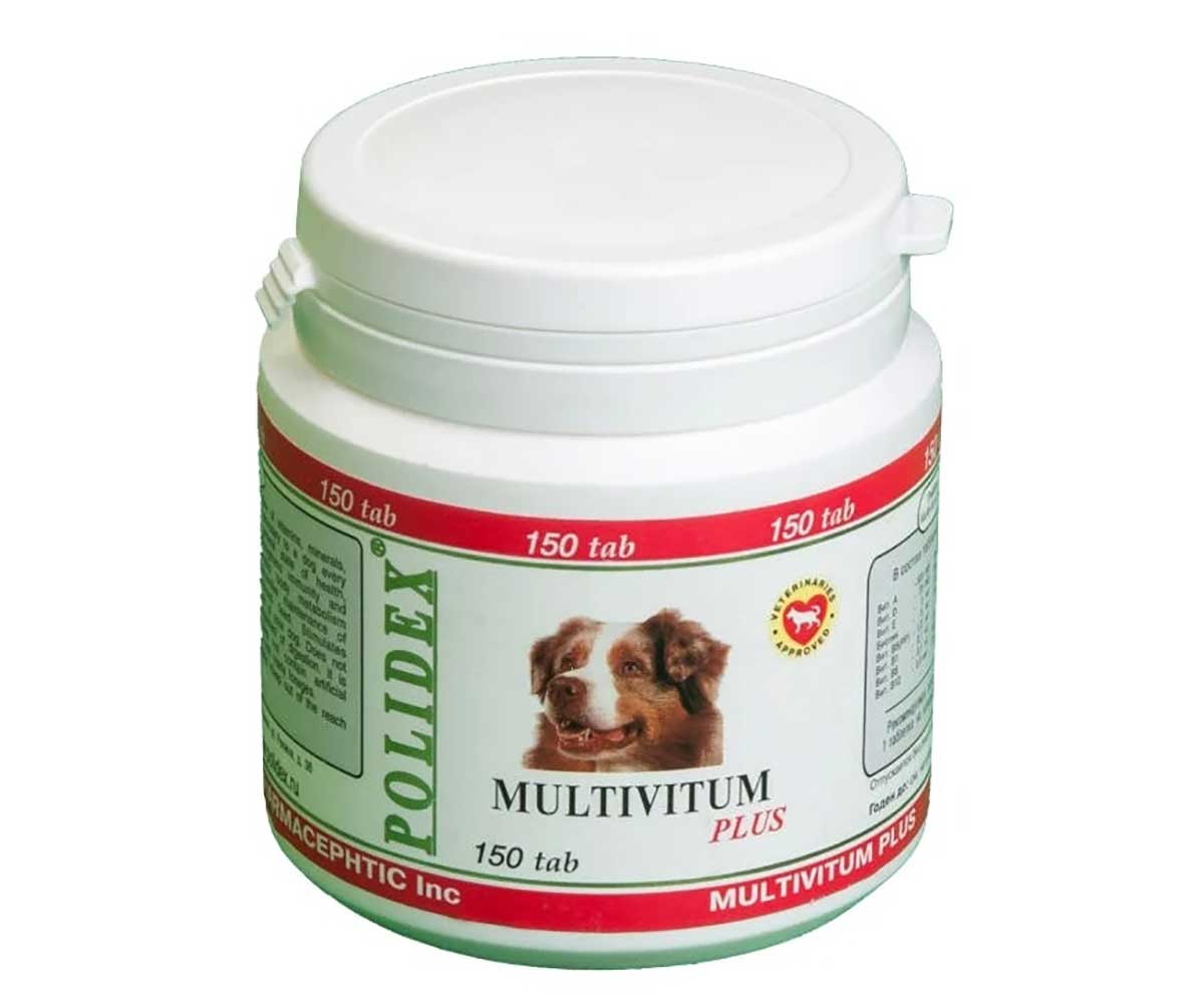 Polidex (Полидэкс) Мультивитум Плюс Multivitum Plus Поливитаминный Комплекс Для Собак Для Профилактики Авитаминоза 150т (1т-5кг)