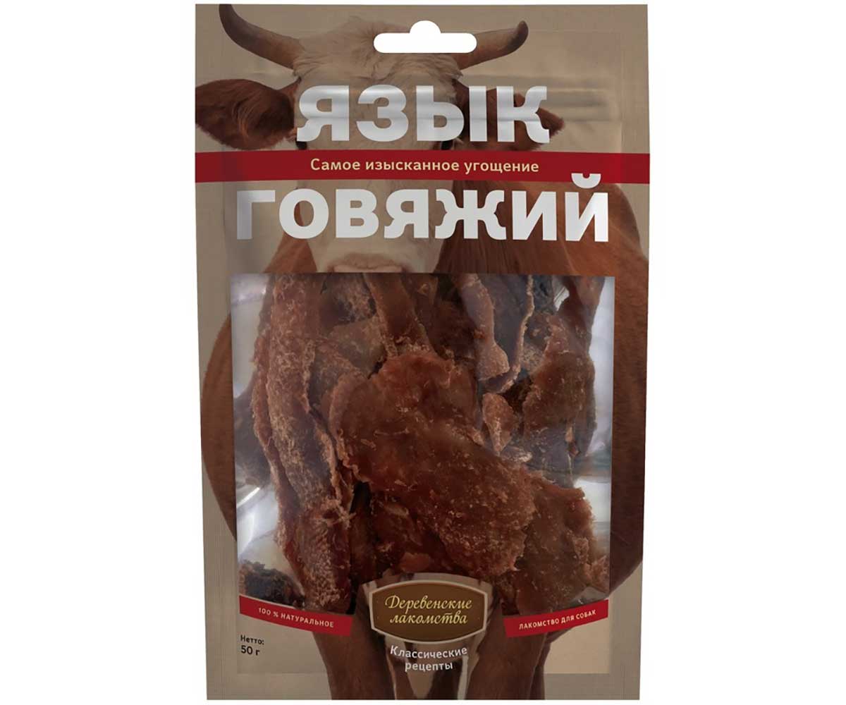 Лакомства Для Собак Деревенские Лакомства Язык Говяжий 50г