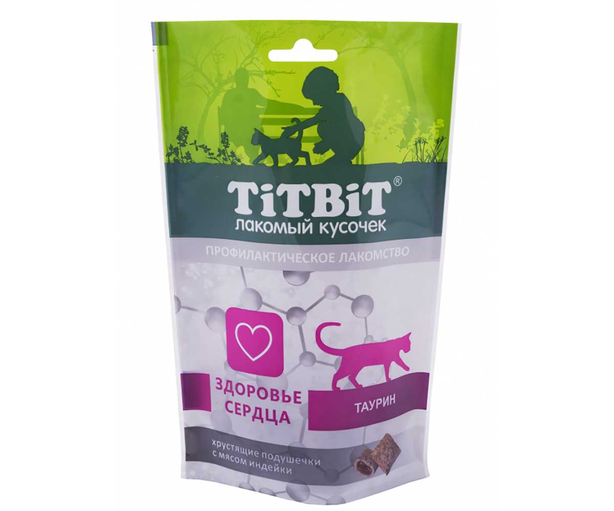 Лакомство Для Кошек TitBiT (ТиТБиТ) Хрустящие Подушечки Индейка Для Здоровья Сердца 60г 015414