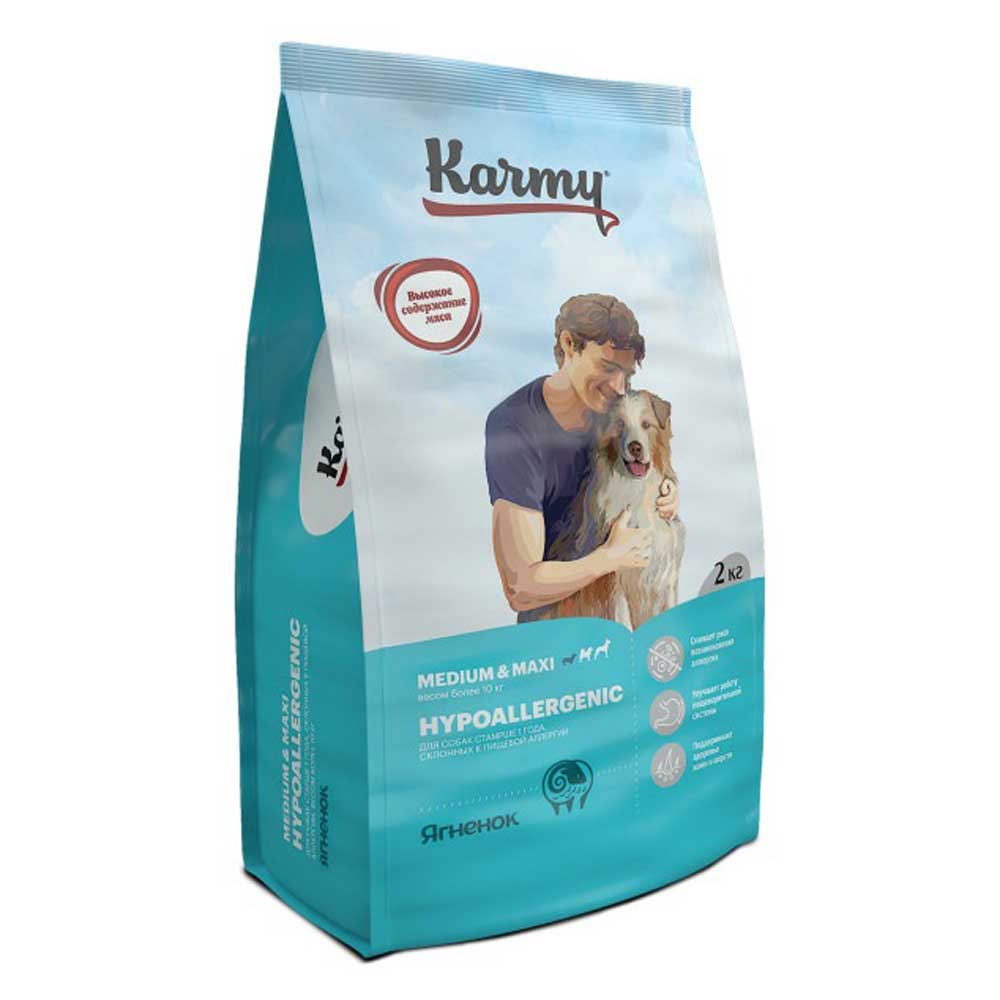 Сухой Корм Karmy (Карми) Для Собак Крупных и Средних Пород Гипоаллергенный Ягненок Hypoallergenic Medium&Maxi Adult Lamb 2кг