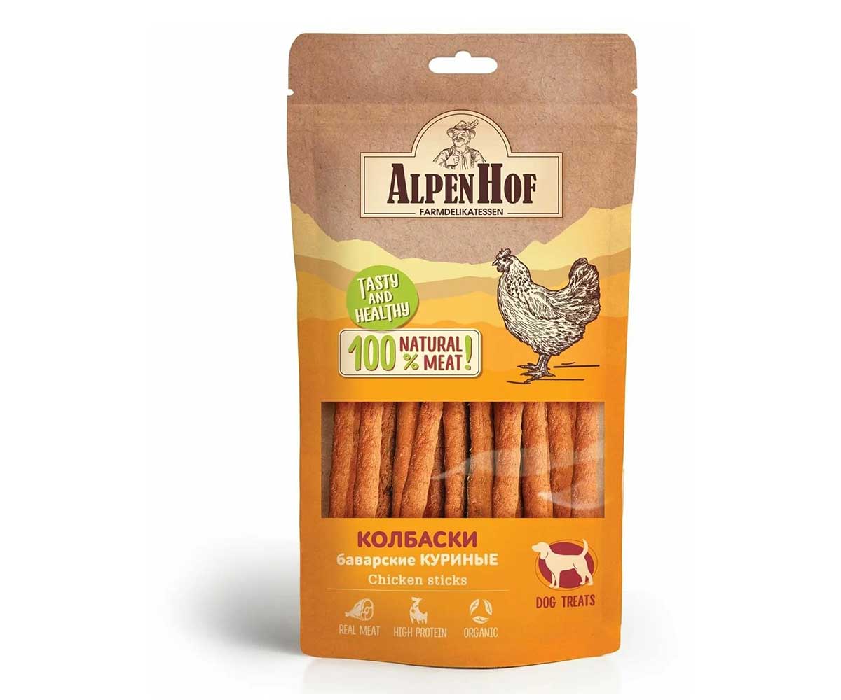 Лакомство Для Собак AlpenHof (Альпенхоф) Колбаски Баварские Курица 50г А519